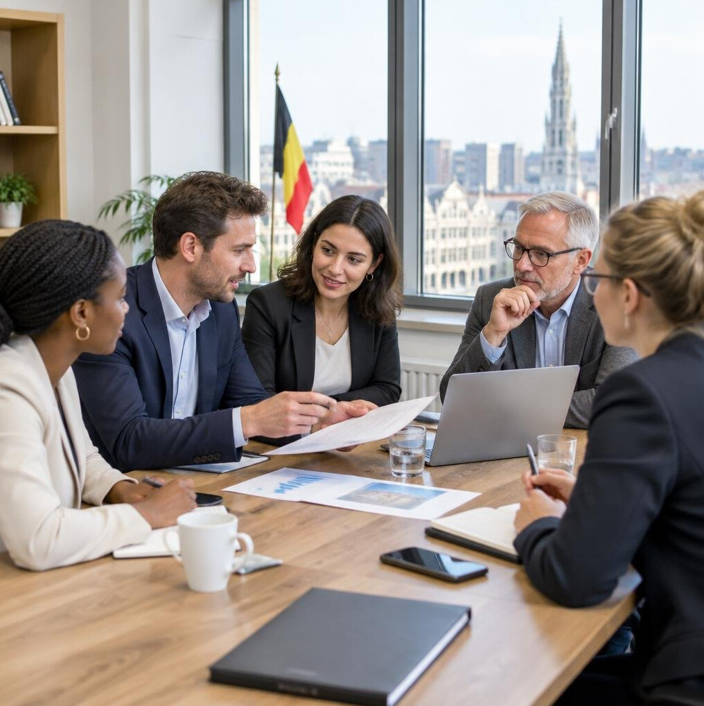 Diverse group of managers exchanging ideas around a table
